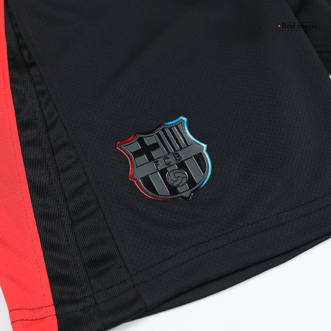 Barcelona 2024/25 Kids Away Nogometna majica (majica in kratke hlače), črna - logotip Spotify brez besedila