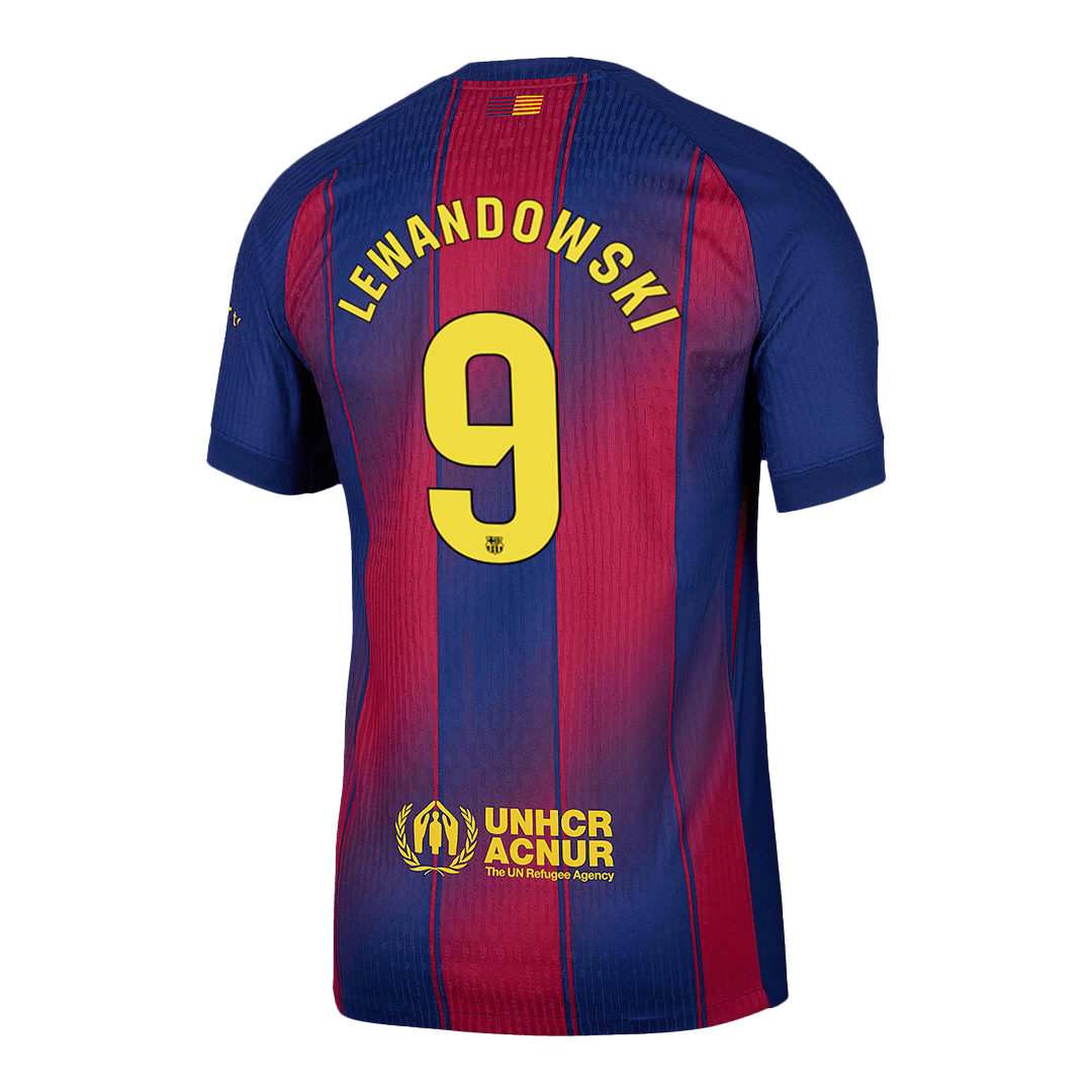 LEWANDOWSKI #9 Authentic Barcelona Domača nogometna majica 2025/26 rdeča in modra