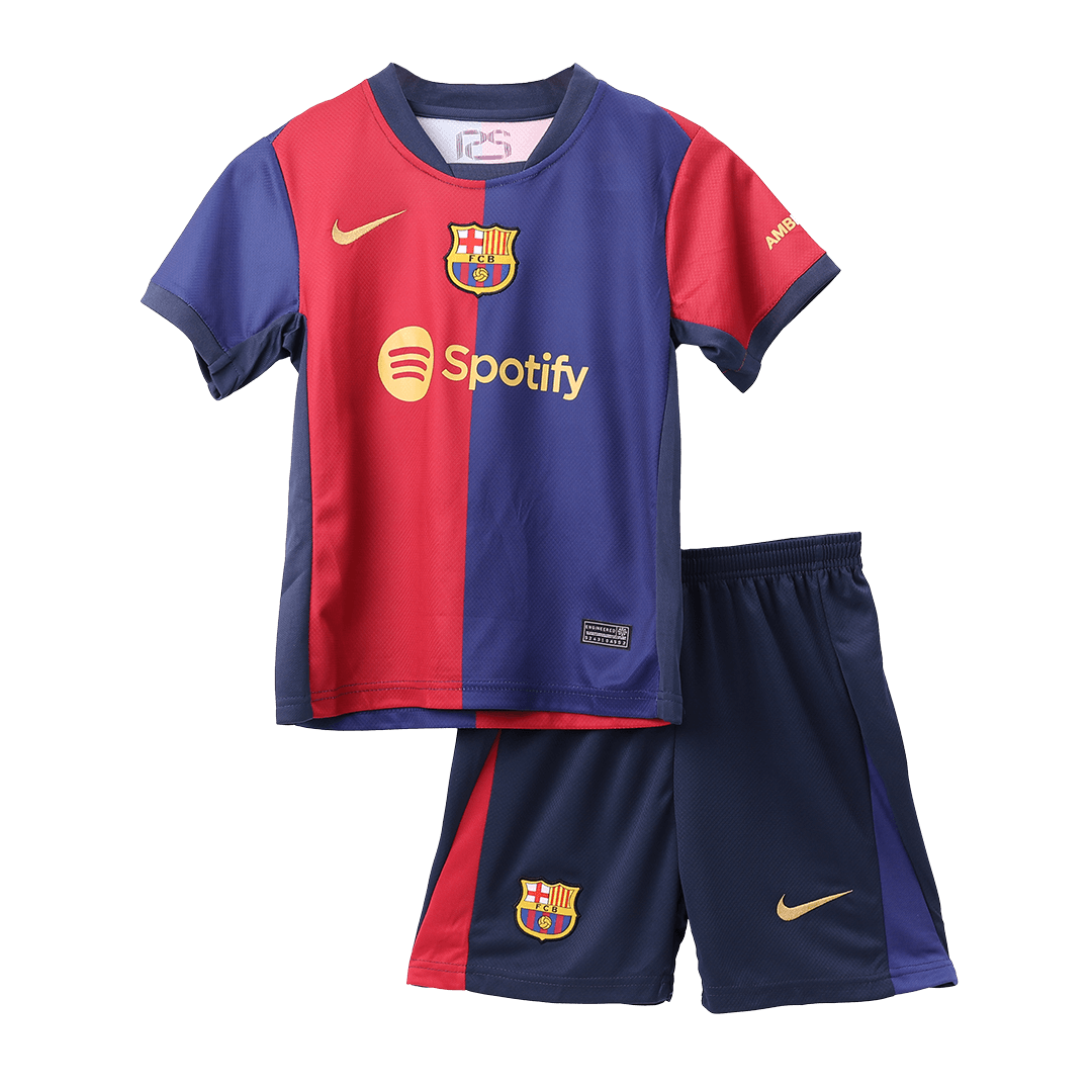 Barcelona 2024/25 Domača nogometna majica za otroke (majica in kratke hlače) rdeča in modra