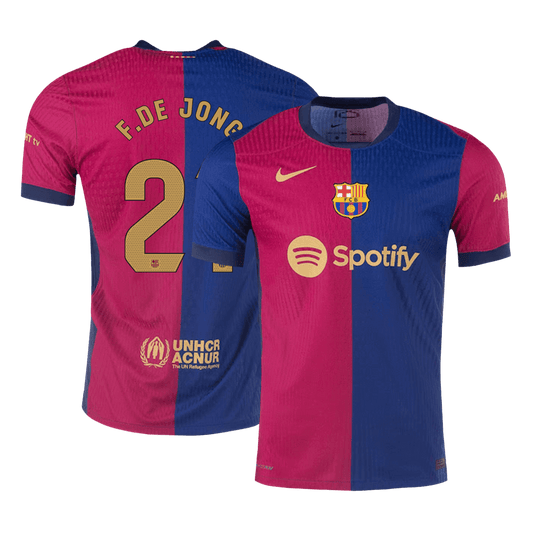 Avtentični F.DE JONG #21 Barcelona domači nogometni dres 2024/25