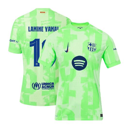 Verodostojni nogometni dres Lamine Yamal #19 Barcelona Third Away Soccer Jersey 2024/25- UCL(Logotip Spotify brez besedila)