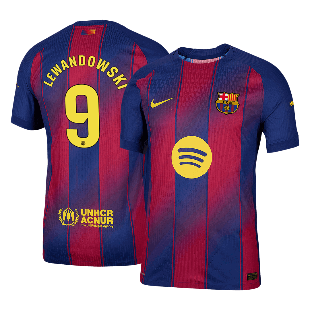 LEWANDOWSKI #9 Authentic Barcelona Domača nogometna majica 2025/26 rdeča in modra