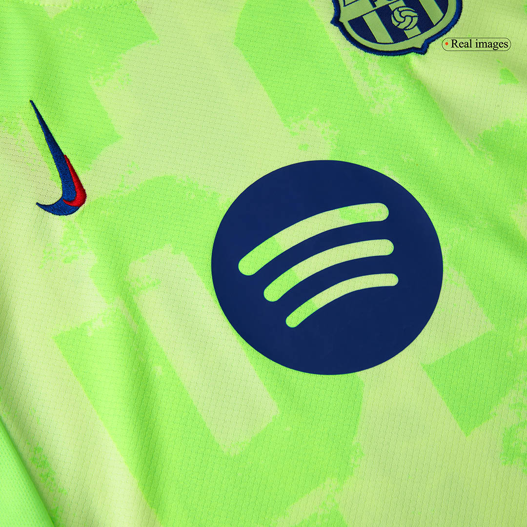 Barcelona 3rd Edition gostujoči komplet (majica in kratke hlače) 2024/25 zelena - UCL (logotip Spotify brez besedila)