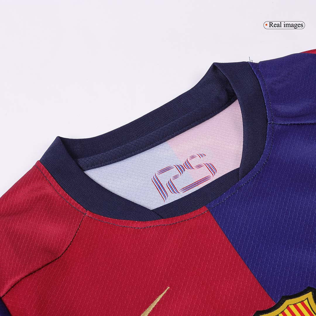 Barcelona Home Kids Nogometna majica (majica + kratke hlače) 2024/25 rdeča in modra z logotipom Spotify brez besedila