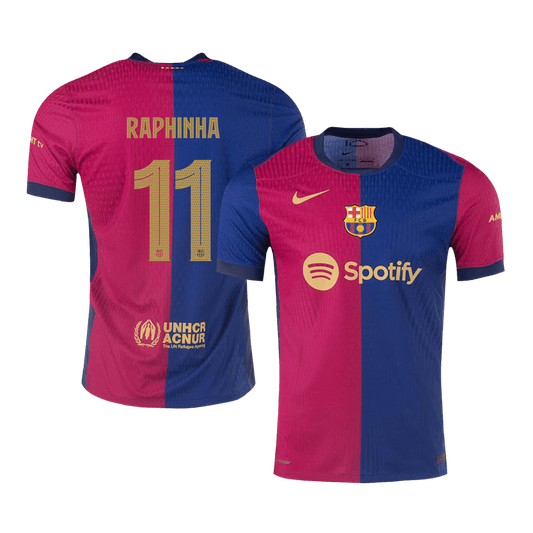 Avtentična nogometna majica RAPHINHA #11 Barcelona 2024/25 v gosteh, črna - UCL (nekdanji sponzor)