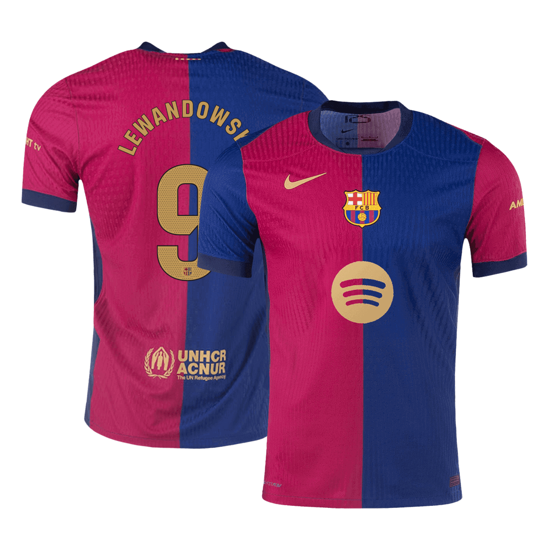 Verodostojni domači nogometni dres LEWANDOWSKI #9 Barcelona 2024/25 – logotip Spotify brez besedila