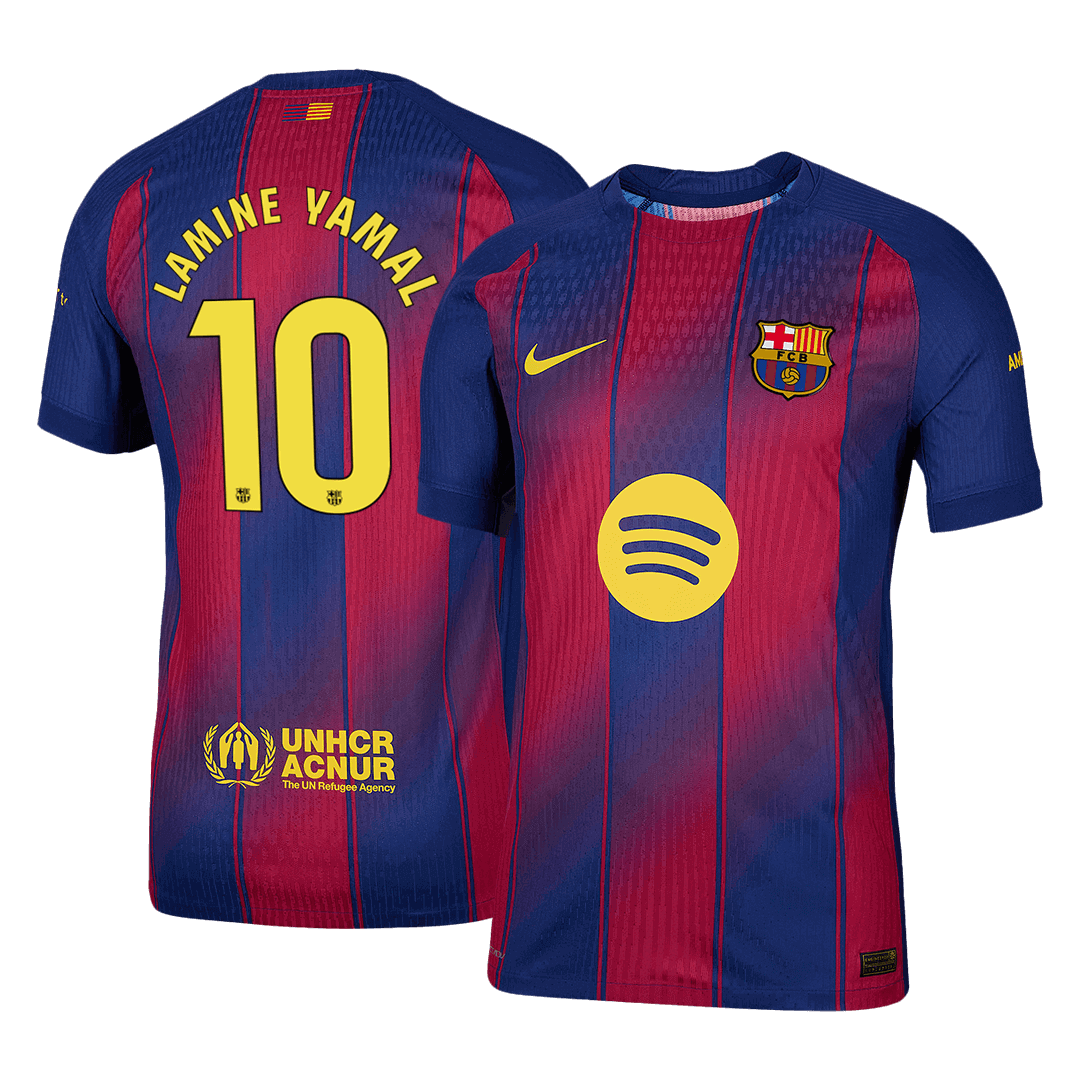 LAMINE YAMAL #10 Authentic Barcelona Domača nogometna majica 2025/26 rdeča in modra