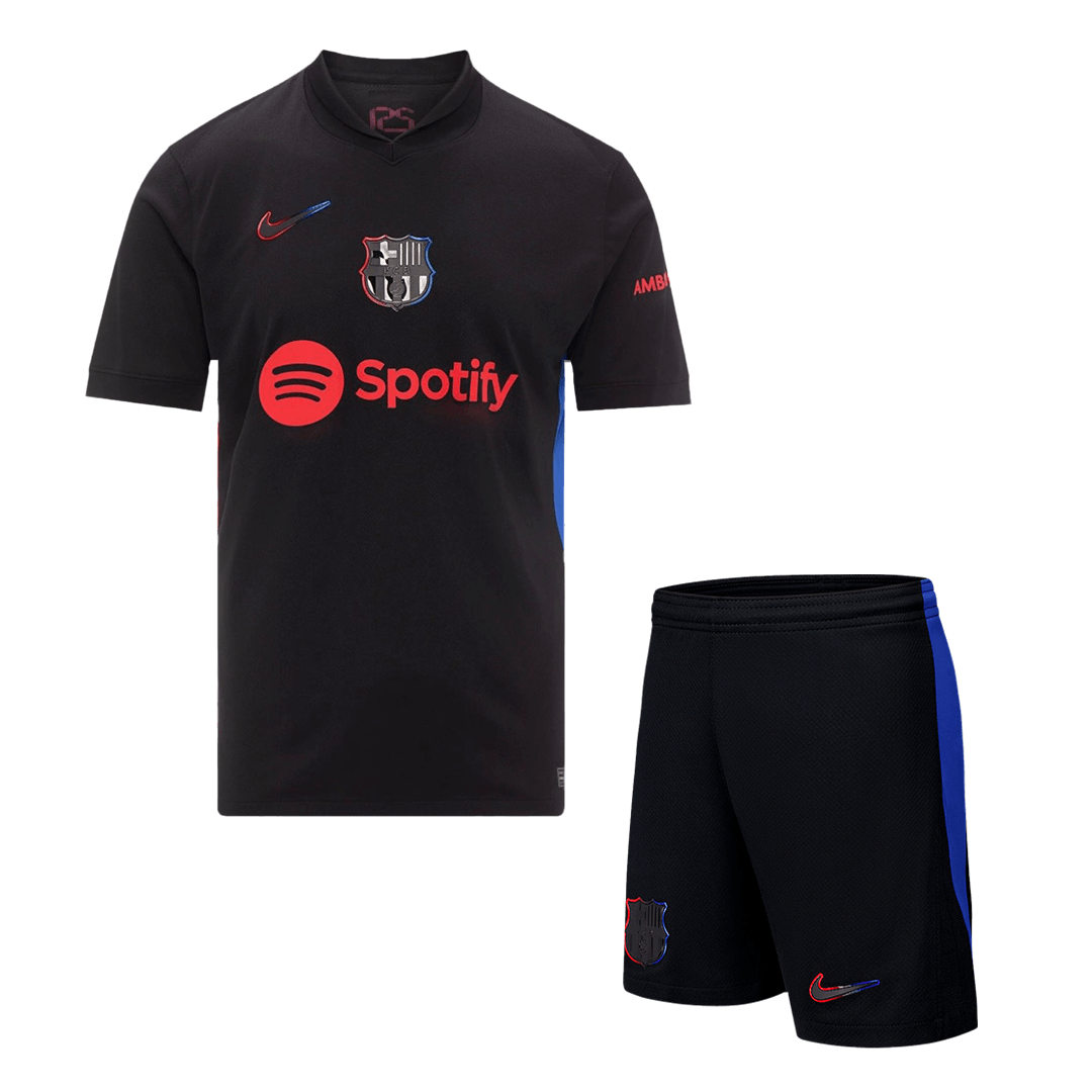Barcelona 2024/25 gostujoča majica (majica in kratke hlače), črna
