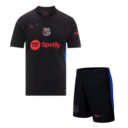 Barcelona 2024/25 gostujoča majica (majica in kratke hlače), črna