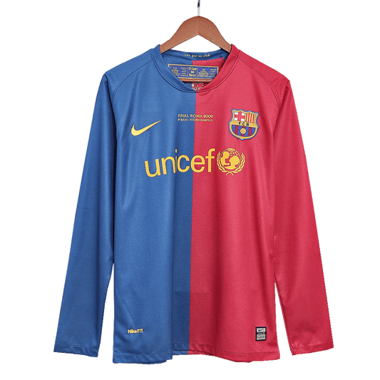 Retro 2008/09 Barcelona Home Nogometna majica z dolgimi rokavi - UCL Final