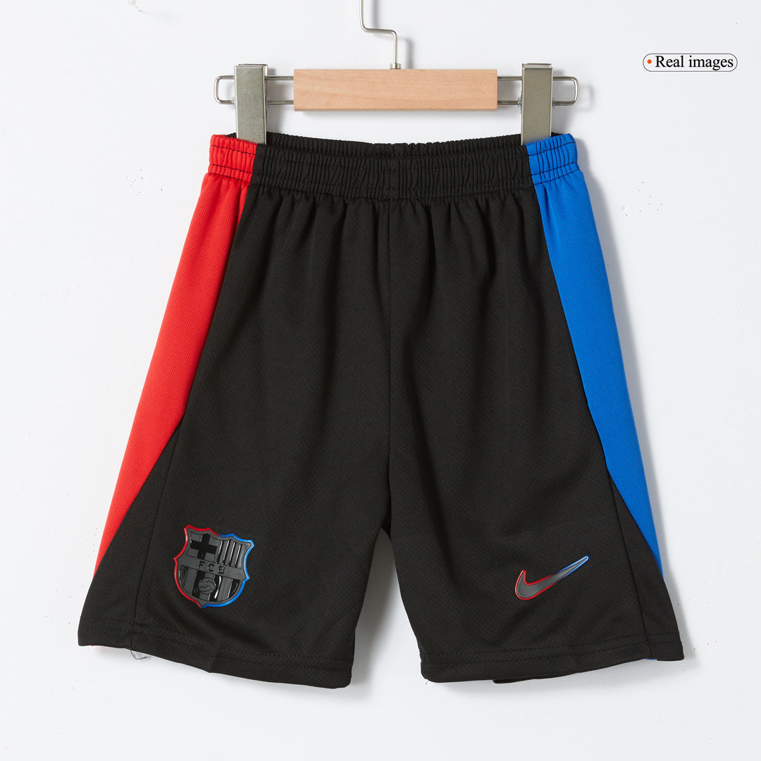 Barcelona 2024/25 Kids Away Nogometna majica (majica in kratke hlače), črna - logotip Spotify brez besedila