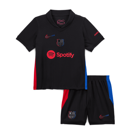Barcelona 2024/25 Kids Away nogometna majica (majica in kratke hlače) črna (nekdanji sponzor)