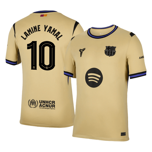 LAMINE YAMAL #10 Barcelona Nogometna majica v gosteh 2025/26 Rumena - UCL