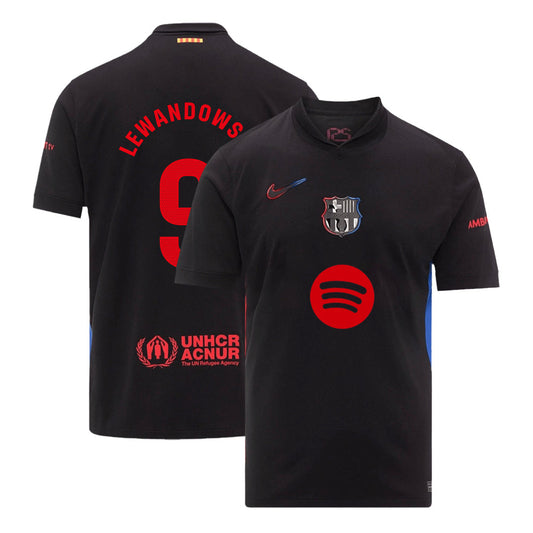 Barcelona LEWANDOWSKI #9 moška gostujoča nogometna majica 2024/25 – logotip Spotify brez besedila
