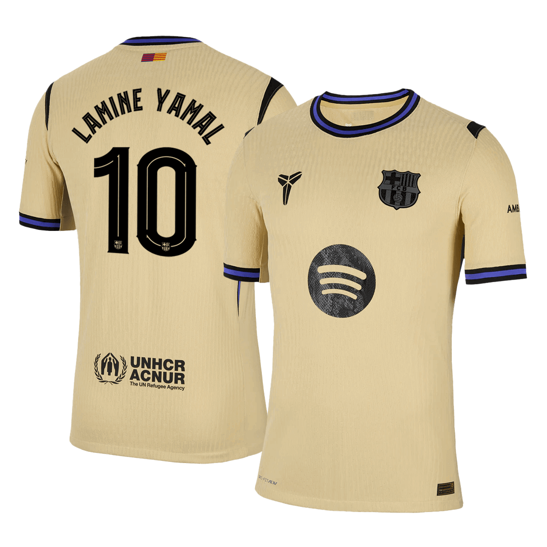 LAMINE YAMAL #10 Authentic Barcelona gostujoča nogometna majica 2025/26 rumena - UCL