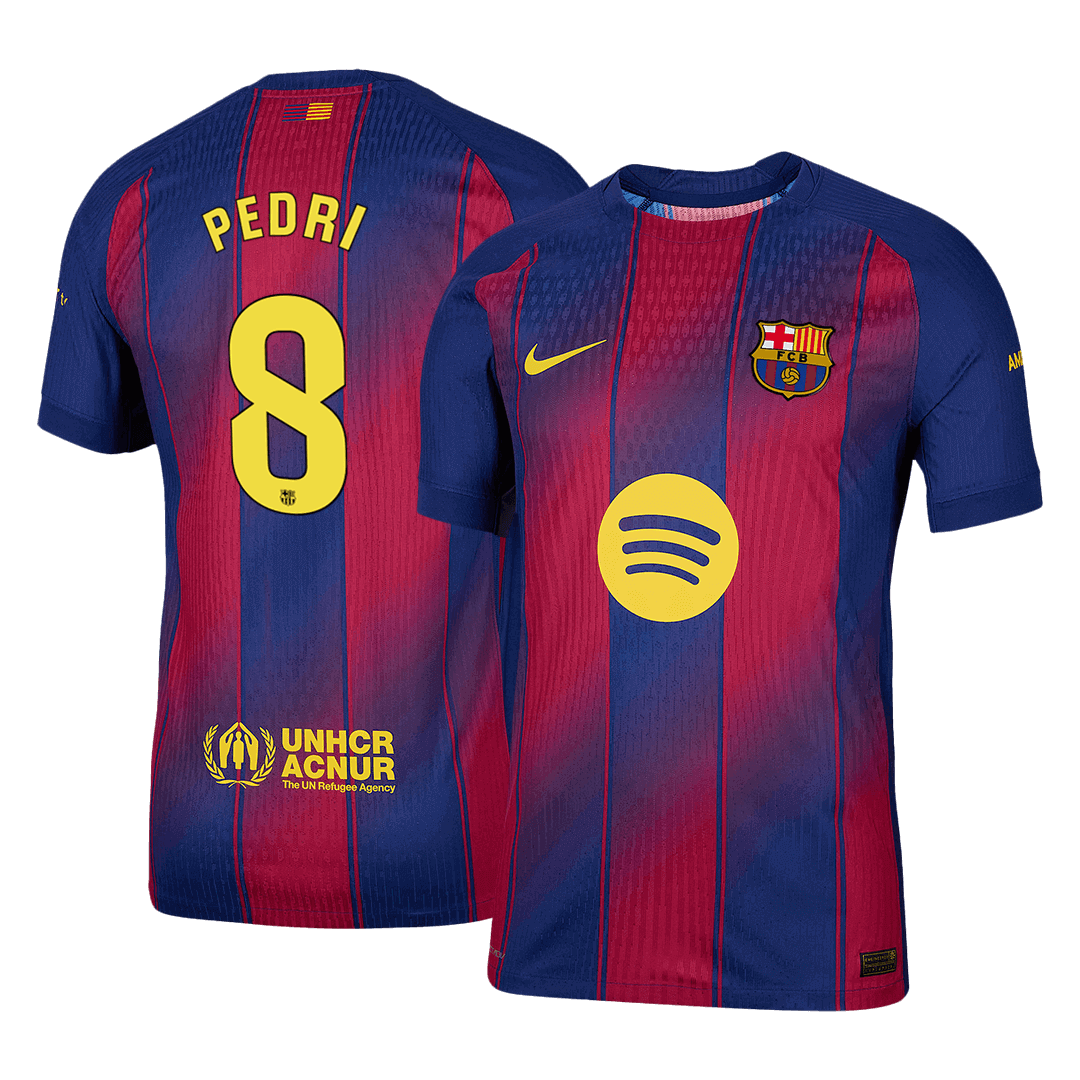 PEDRI #8 Authentic Barcelona domača nogometna majica 2025/26 rdeča in modra