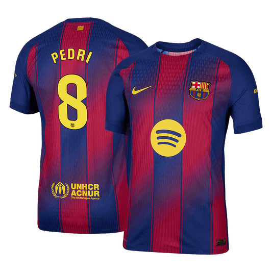 PEDRI #8 Authentic Barcelona domača nogometna majica 2025/26 rdeča in modra