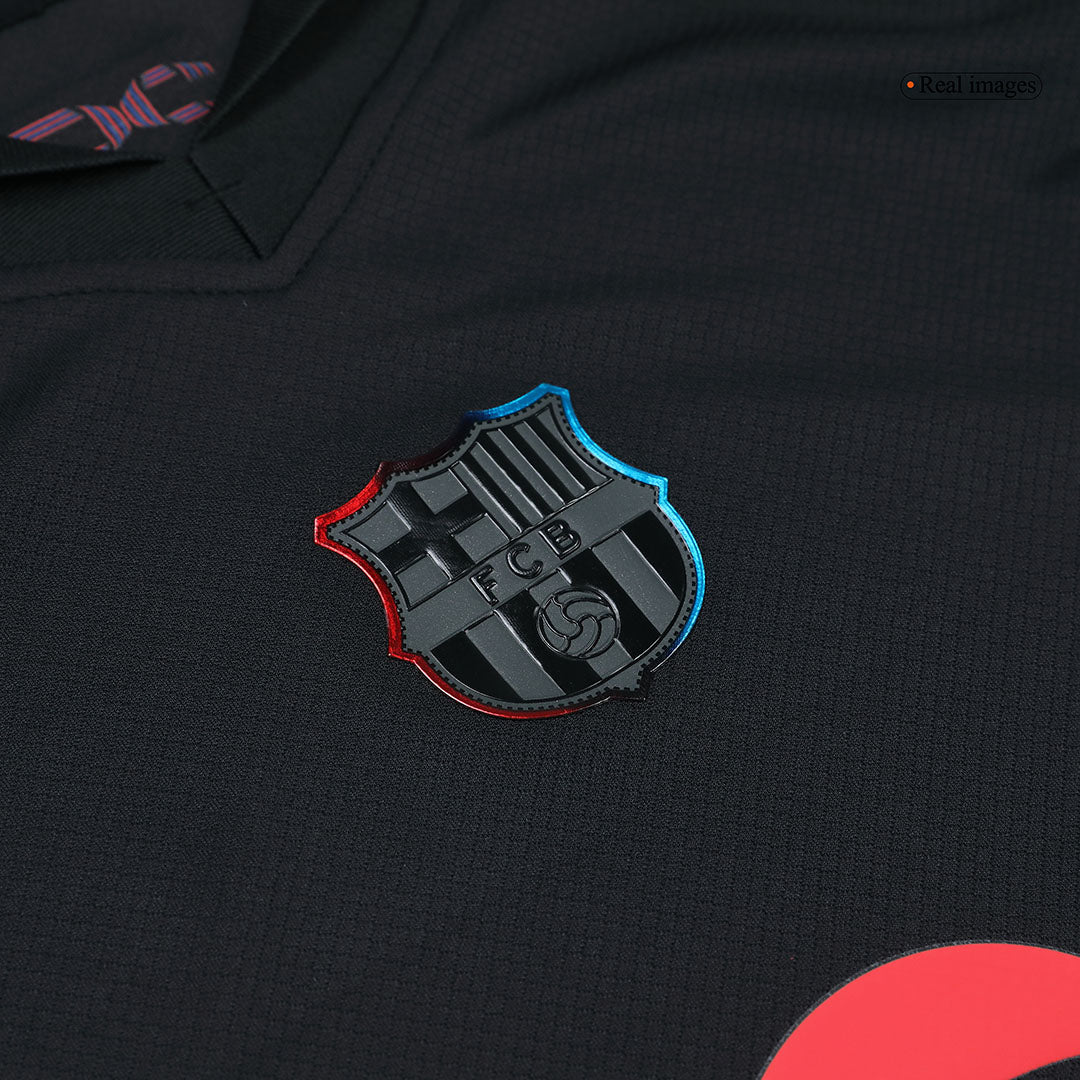 Barcelona 2024/25 Kids Away Nogometna majica (majica in kratke hlače), črna - logotip Spotify brez besedila