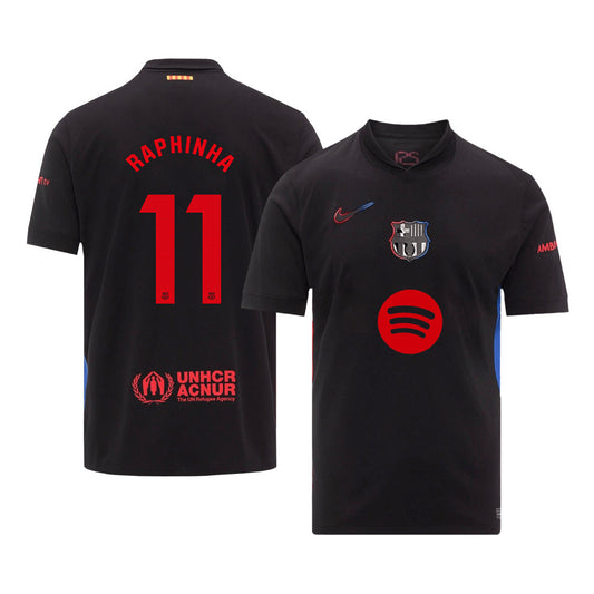 Barcelona RAPHINHA #11 gostujoča moška nogometna majica 2024/25 - logotip Spotify brez besedila