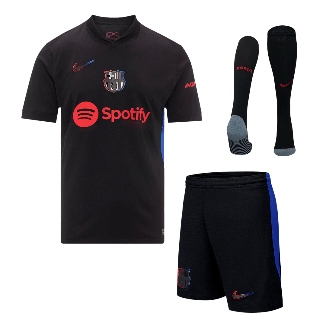 Barcelona 2024/25 Gostujoči komplet (majica, kratke hlače, nogavice) črn