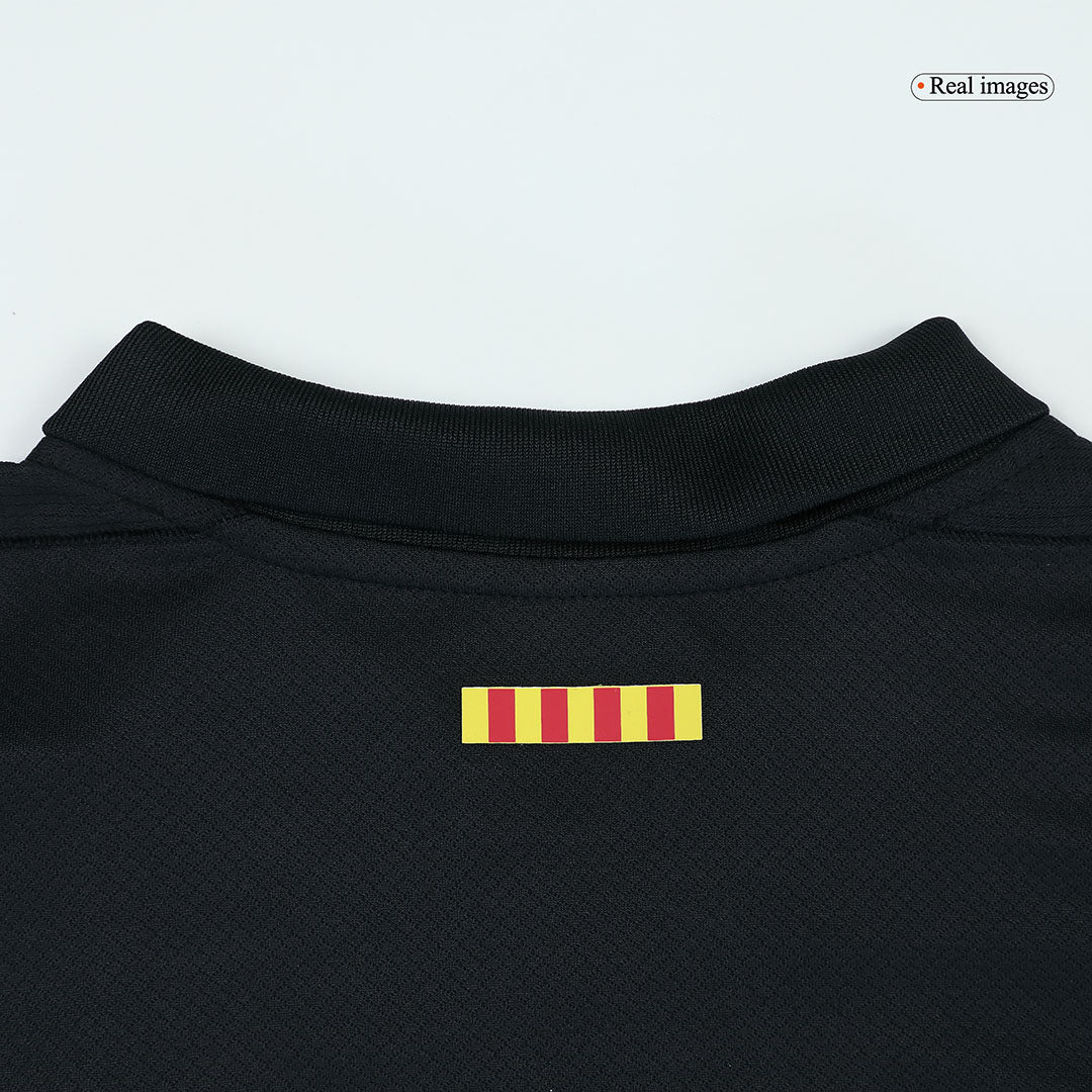Barcelona 2024/25 Kids Away Nogometna majica (majica in kratke hlače), črna - logotip Spotify brez besedila