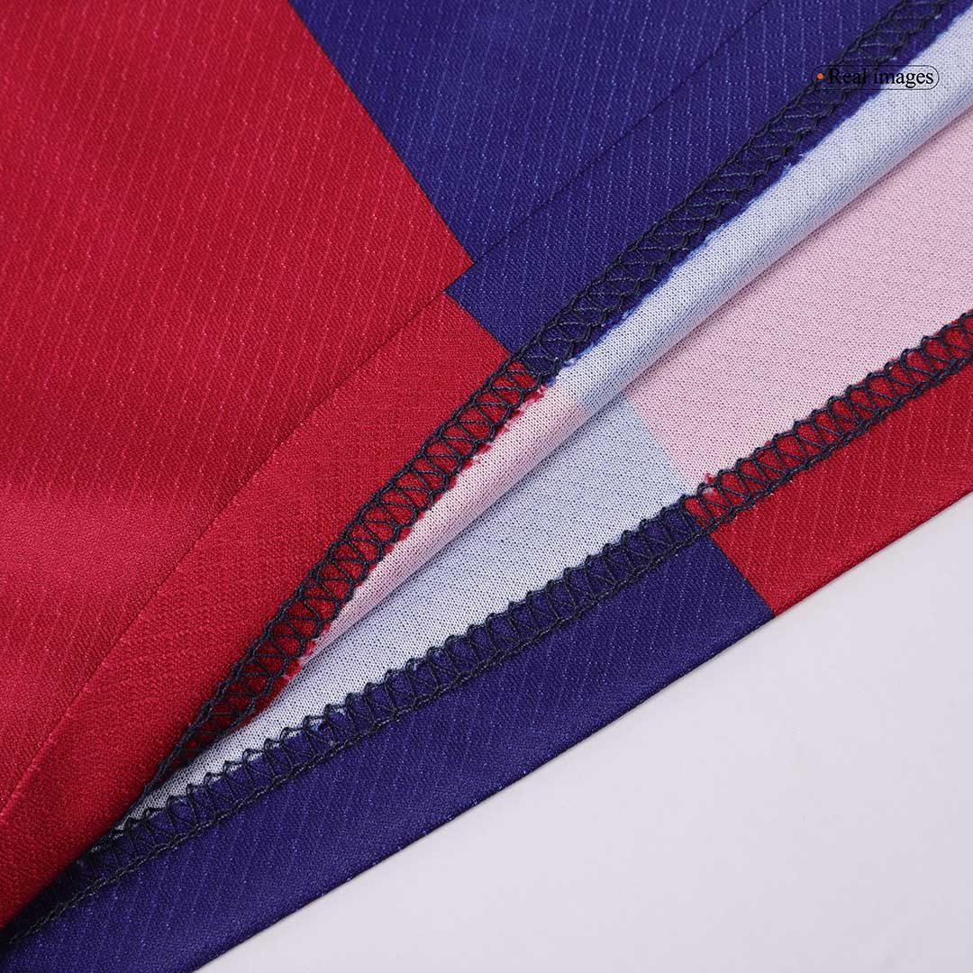 Barcelona Home Kids Nogometna majica (majica + kratke hlače) 2024/25 rdeča in modra z logotipom Spotify brez besedila