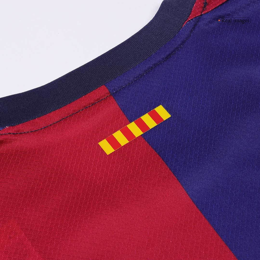 Barcelona Home Kids Nogometna majica (majica + kratke hlače) 2024/25 rdeča in modra z logotipom Spotify brez besedila