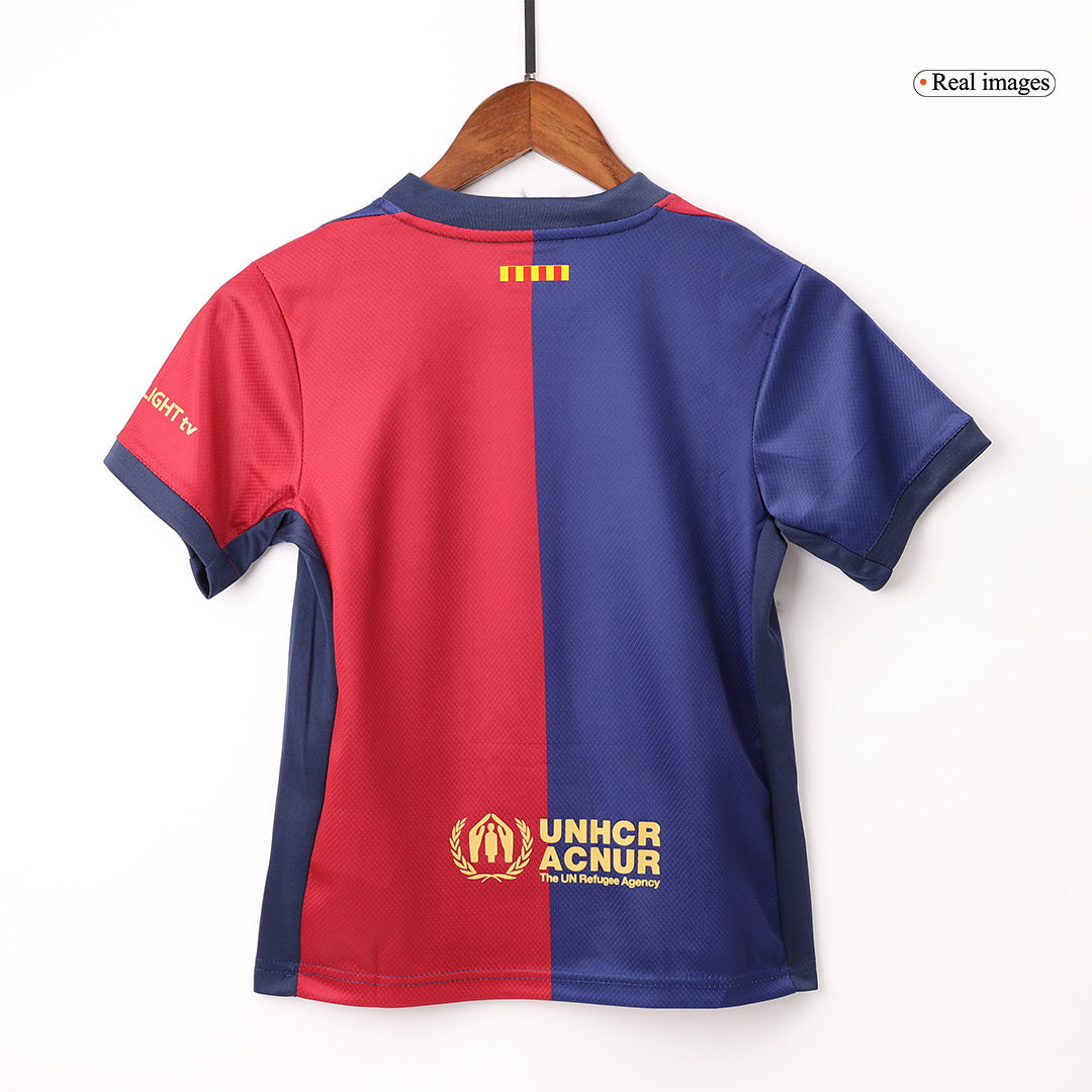 Barcelona 2024/25 Domača nogometna majica za otroke (majica in kratke hlače) rdeča in modra