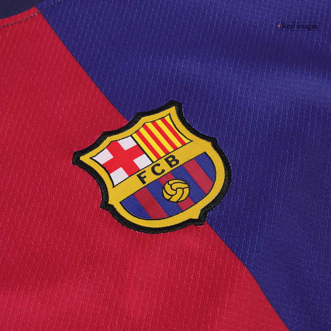 Barcelona 2024/25 Domača otroška nogometna majica (majica, kratke hlače, nogavice) rdeča in modra