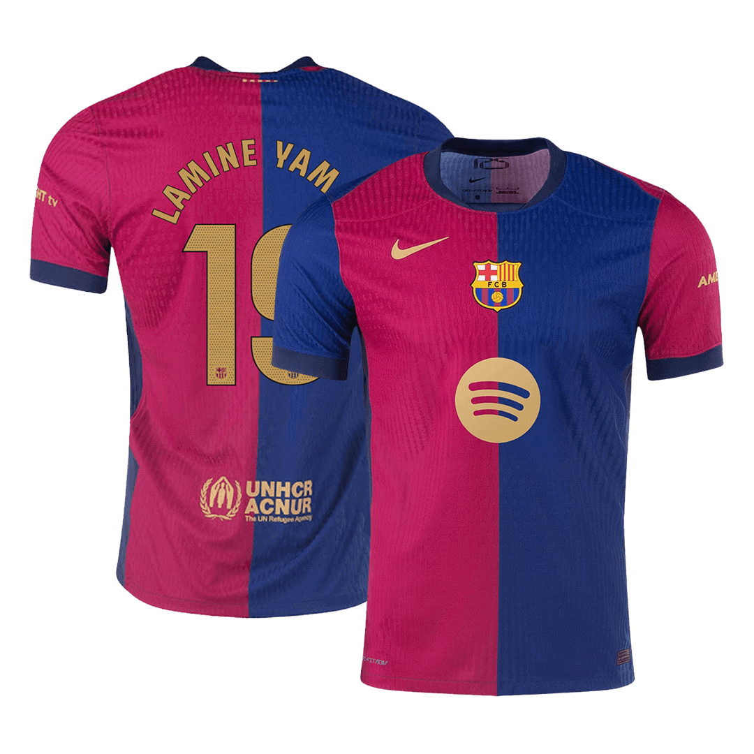 Avtentični LAMINE YAMAL #19 Barcelona domači nogometni dres 2024/25 Spotify logotip brez besedila