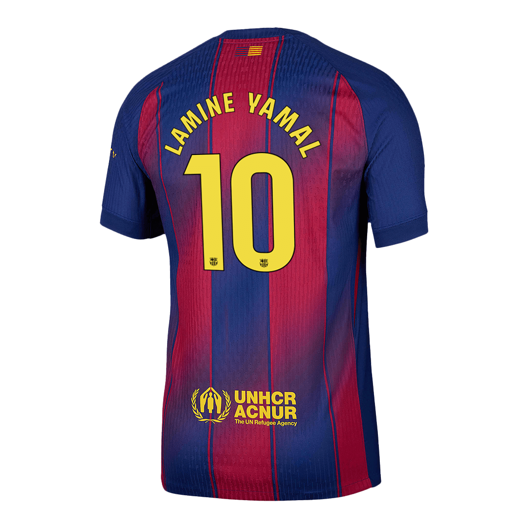 LAMINE YAMAL #10 Authentic Barcelona Domača nogometna majica 2025/26 rdeča in modra
