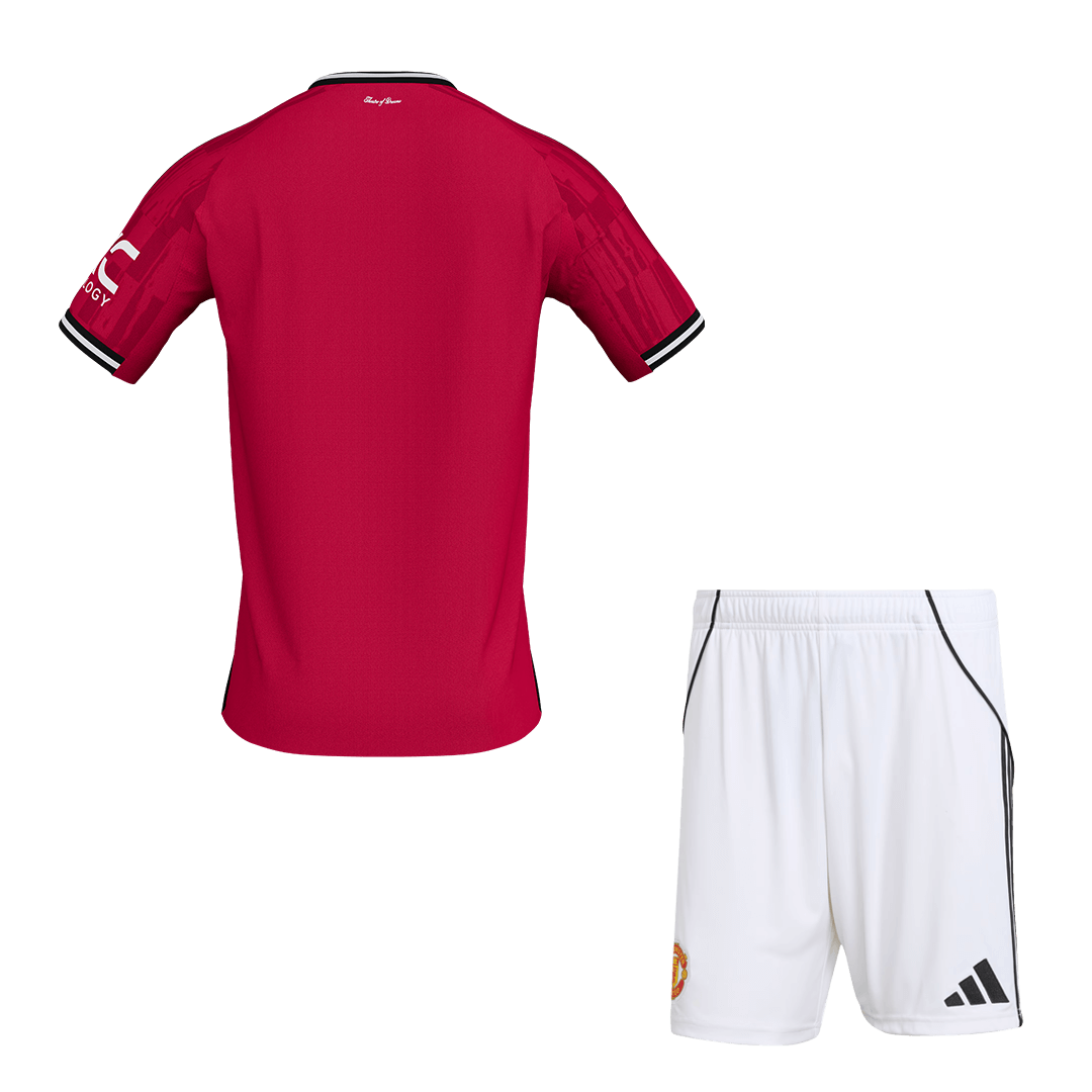 Domači nogometni dres Manchester Uniteda (dres + kratke hlače) 2025/26 rdeč