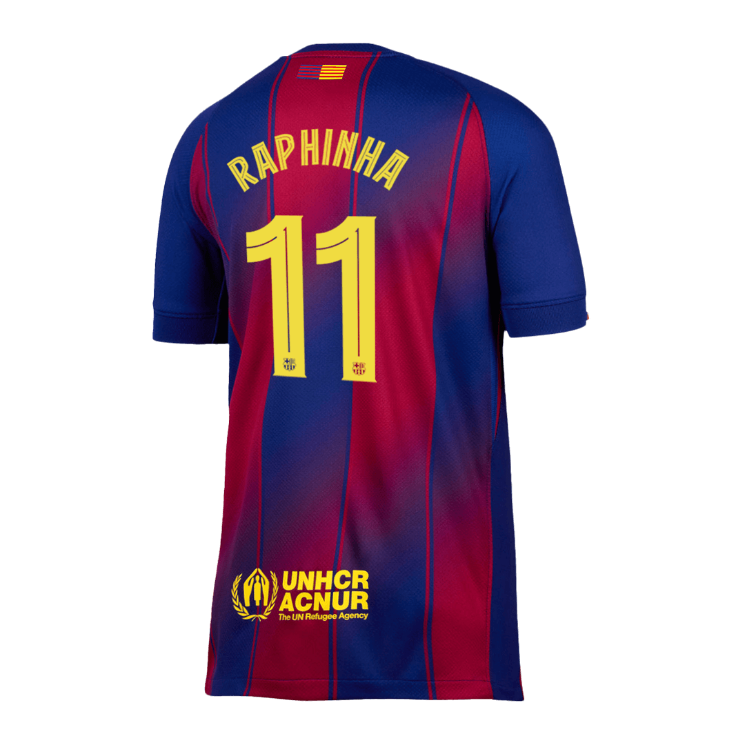 RAPHINHA #11 Barcelona Domača nogometna majica 2025/26 rdeča in modra