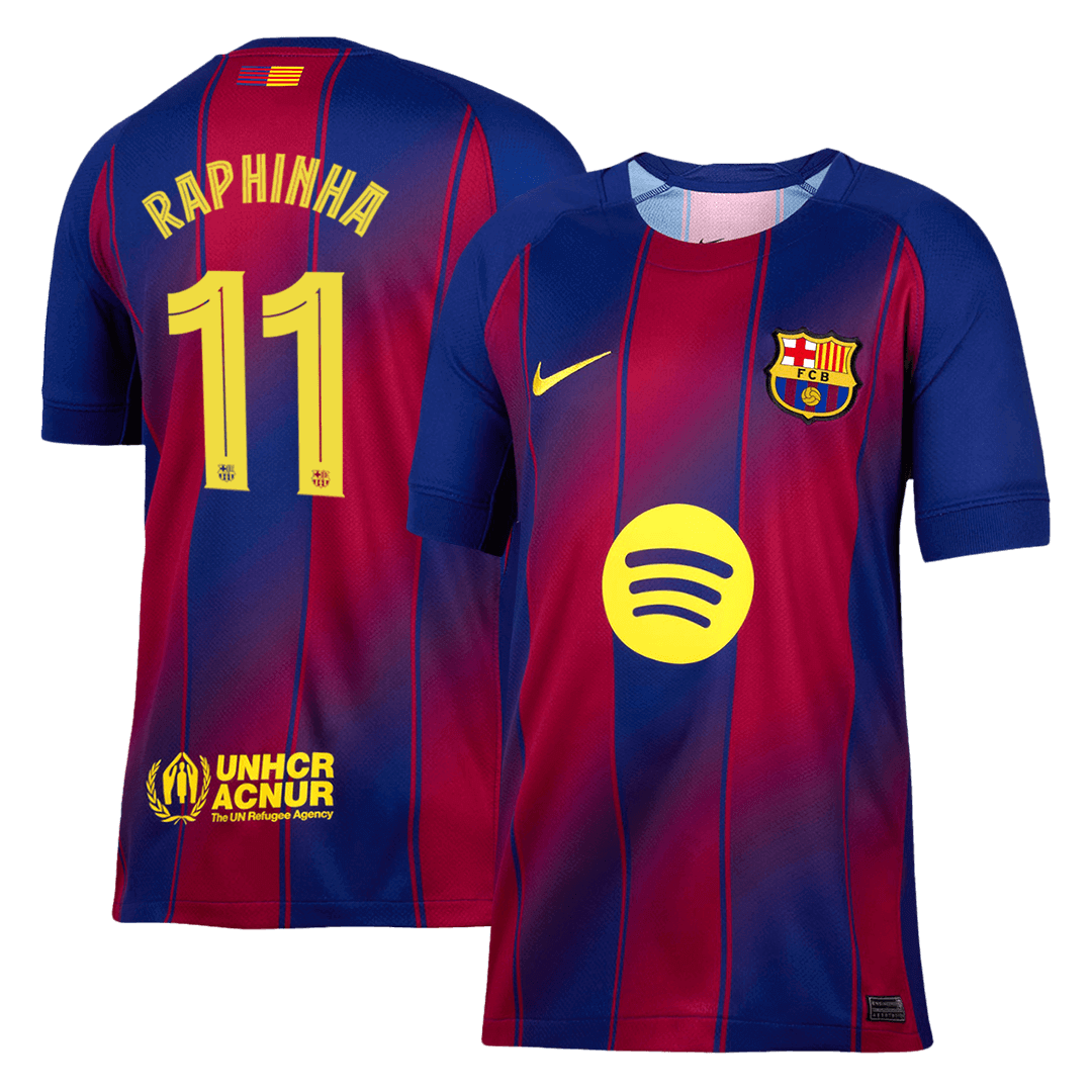 RAPHINHA #11 Barcelona domača nogometna majica 2025/26 rdeča in modra - UCL