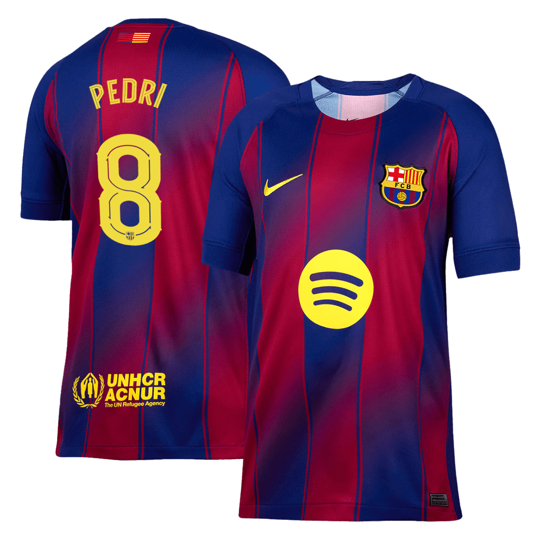 PEDRI #8 Authentic Barcelona Domača nogometna majica 2025/26 rdeča in modra - UCL