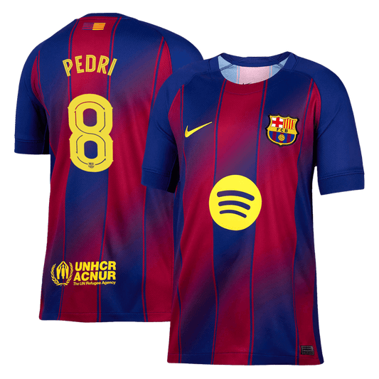 PEDRI #8 Barcelona domača nogometna majica 2025/26 rdeča in modra - UCL