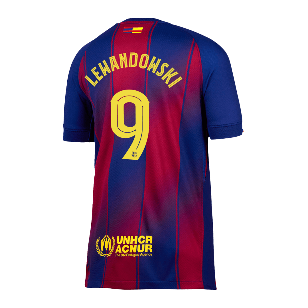 LEWANDOWSKI #9 Barcelonin domači nogometni dres 2025/26 rdeče-moder - UCL