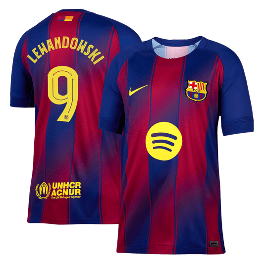 LEWANDOWSKI #9 Barcelonin domači nogometni dres 2025/26 rdeče-moder - UCL
