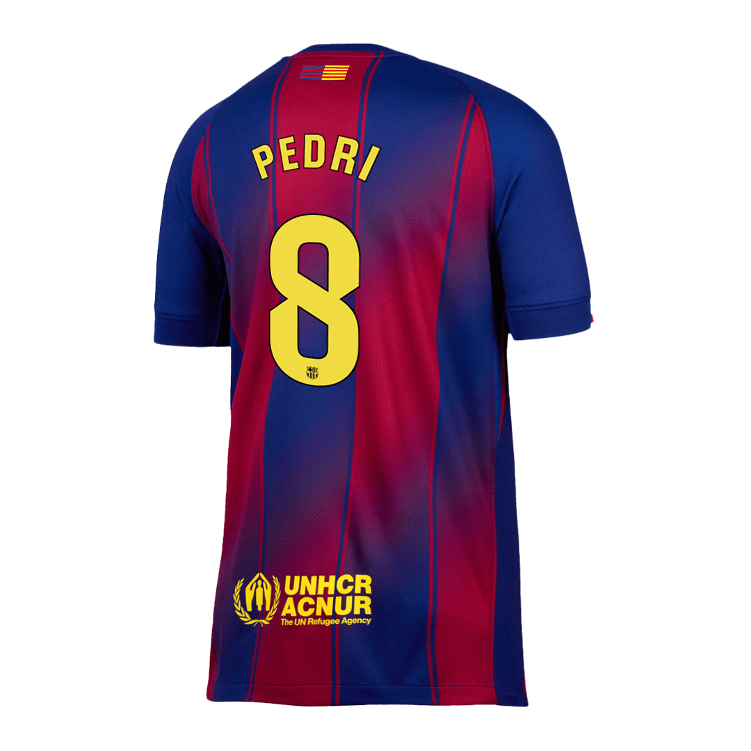 Domača nogometna majica PEDRI #8 Barcelona 2025/26 rdeča in modra