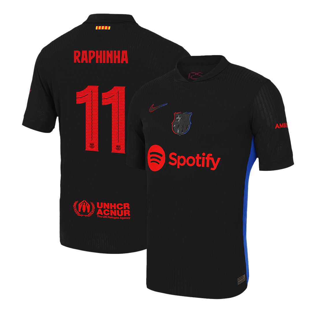 Authentic RAPHINHA #11 Barcelona 2024/25 Black - UCL (prejšnji sponzor)