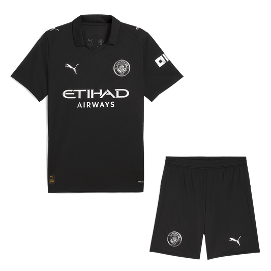 Nogometni dres Manchester Cityja za goste (dres + kratke hlače) 2025/26 črne barve