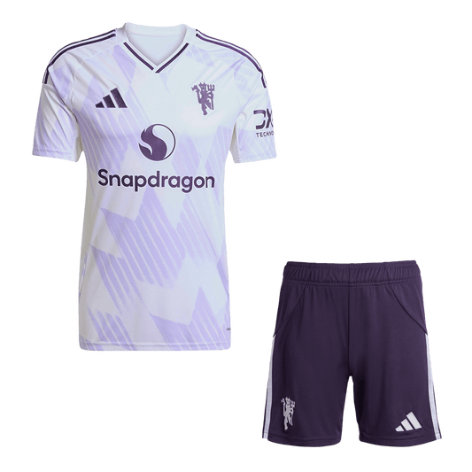 Nogometni dres Manchester Uniteda za goste (dres + kratke hlače) 2025/26 bel