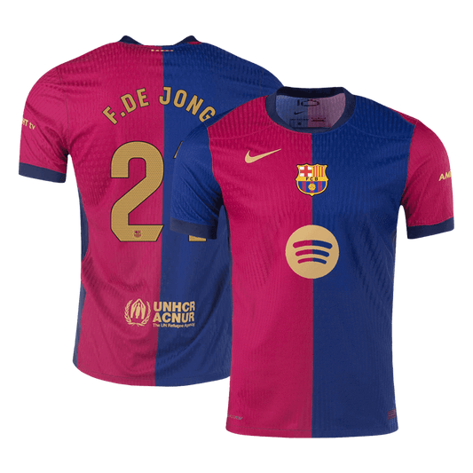 Verodostojna majica domačega nogometa F.DE JONG #21 Barcelona 2024/25 – logotip Spotify brez besedila