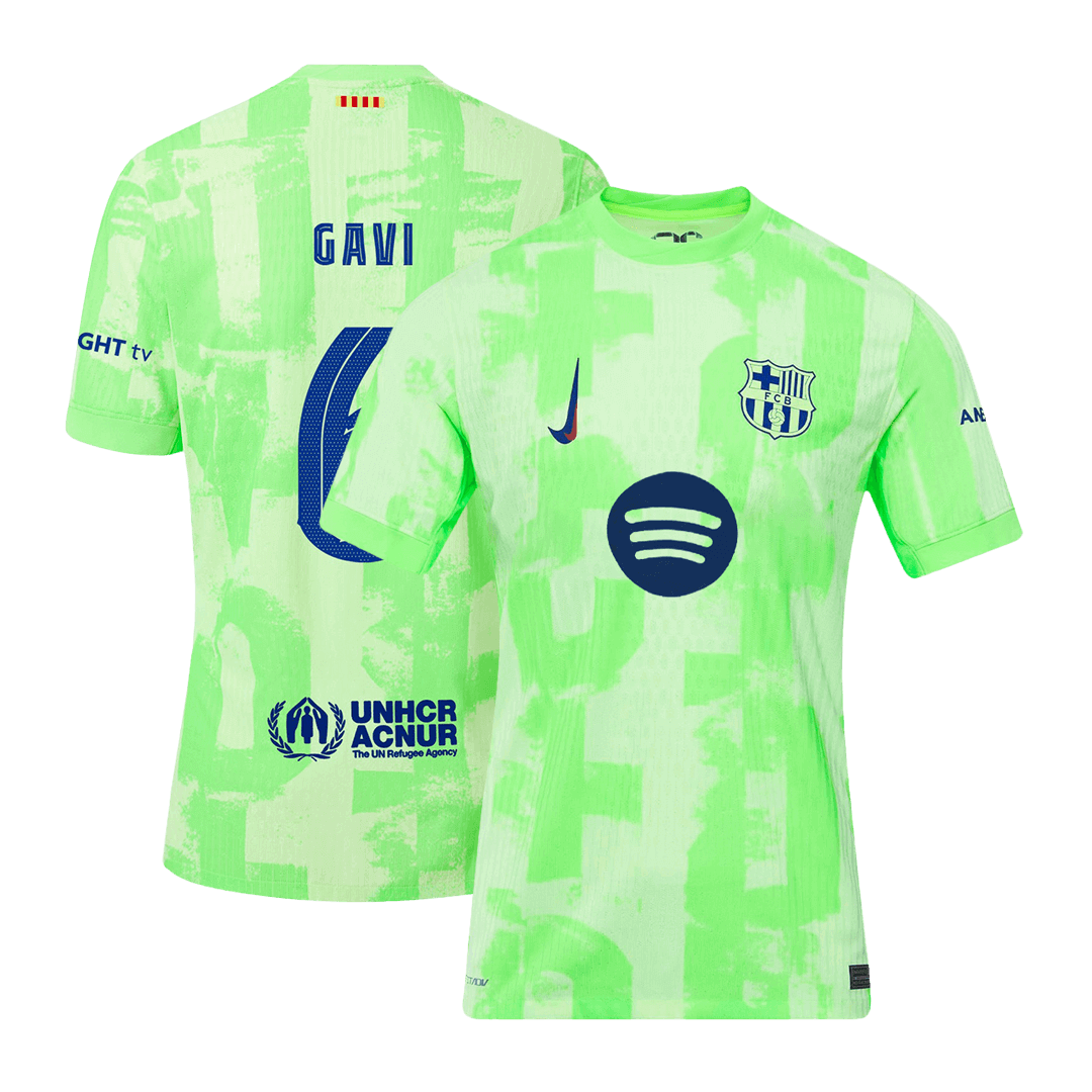 正品 GAVI #6 巴塞罗那第三客场足球球衣 2024/25 - UCL(Spotify 徽标无文字)