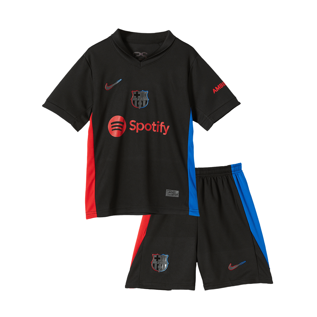 Barcelona 2024/25 Kids Away nogometna majica (majica in kratke hlače) črna (nekdanji sponzor)