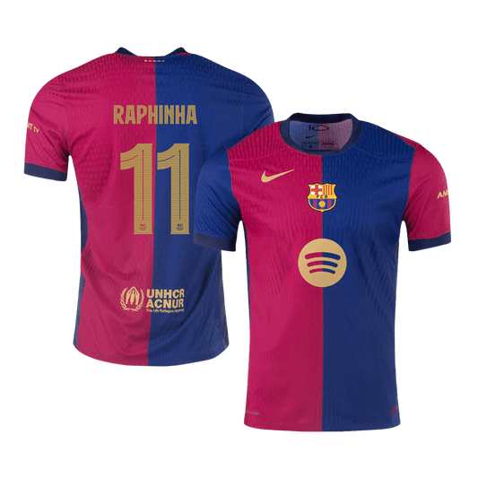 RAPHINHA #11 Barcelona 2024/25 Authentic Nogometna majica za goste, črna - UCL (logotip Spotify brez besedila)