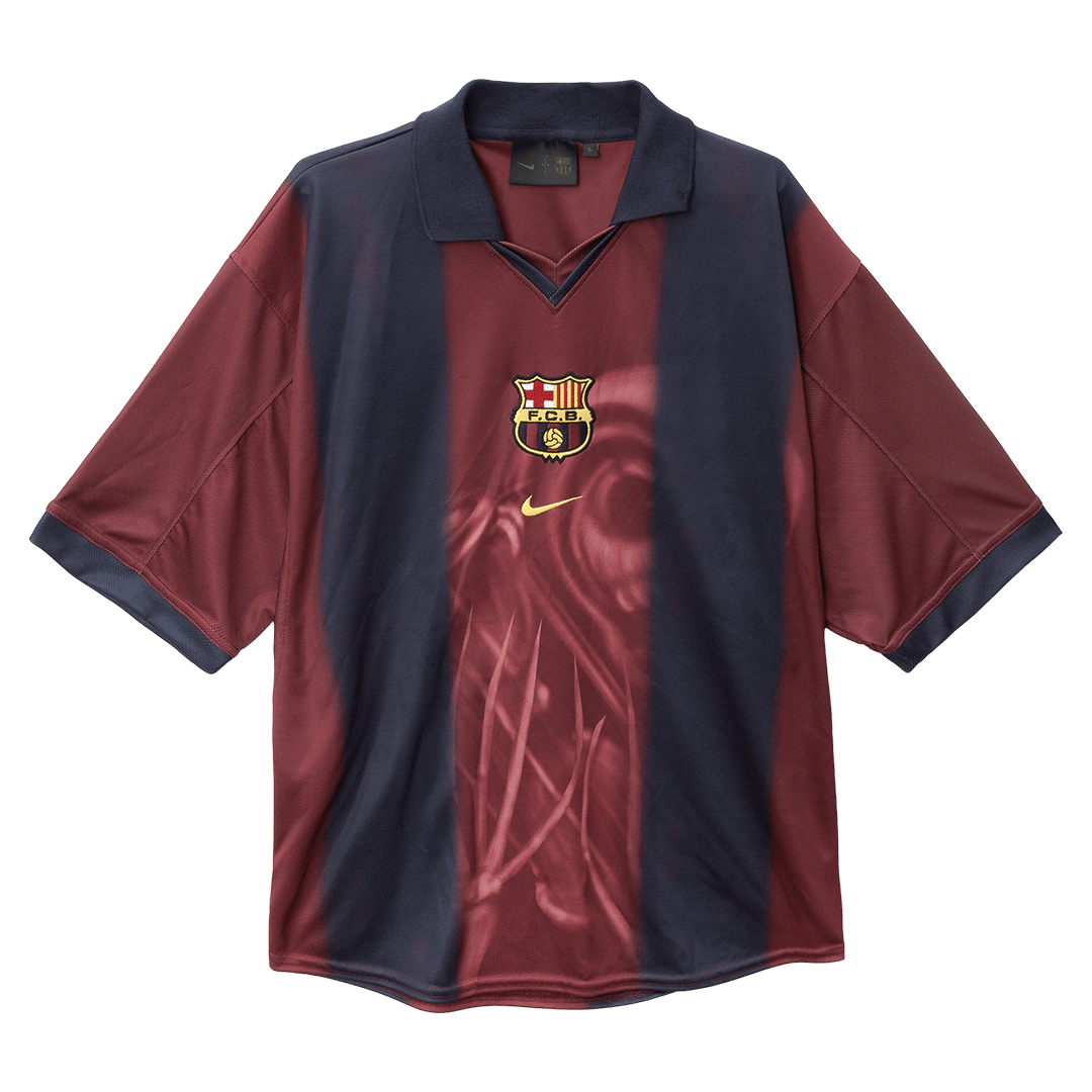 Rdeča in modra retro domača nogometna majica Barcelona X CJ 2000/01