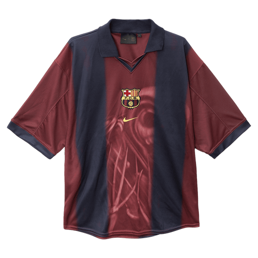 Rdeča in modra retro domača nogometna majica Barcelona X CJ 2000/01