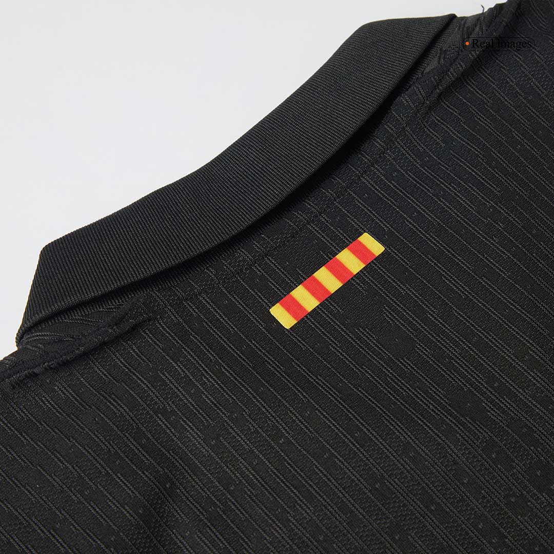LAMINE YAMAL #19 Authentic Barcelona gostujoča nogometna majica 2024/25 črna - logotip Spotify brez besedila