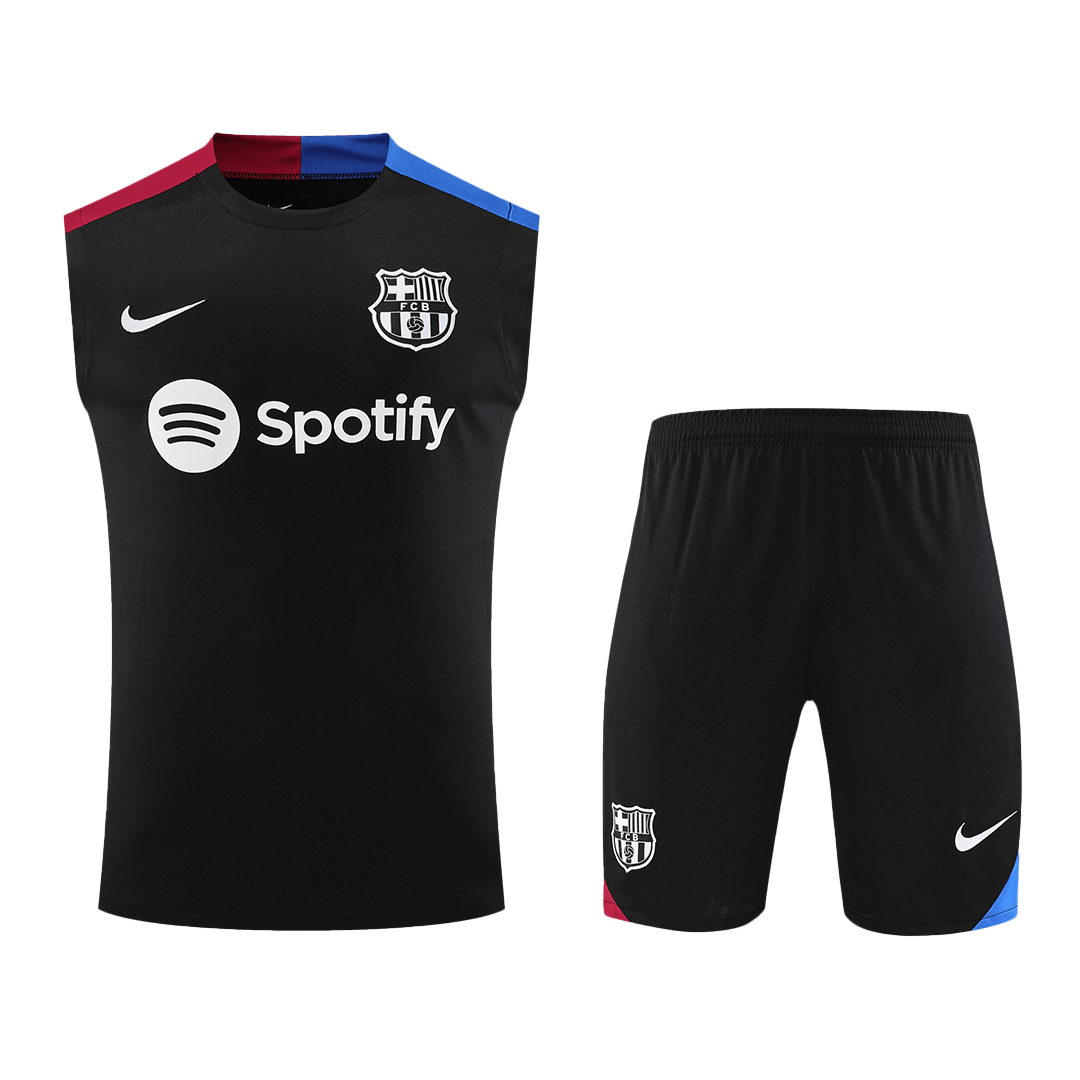 Komplet telovnikov za nogometno majico Barcelona pred tekmo (majica + kratke hlače) 2024/25